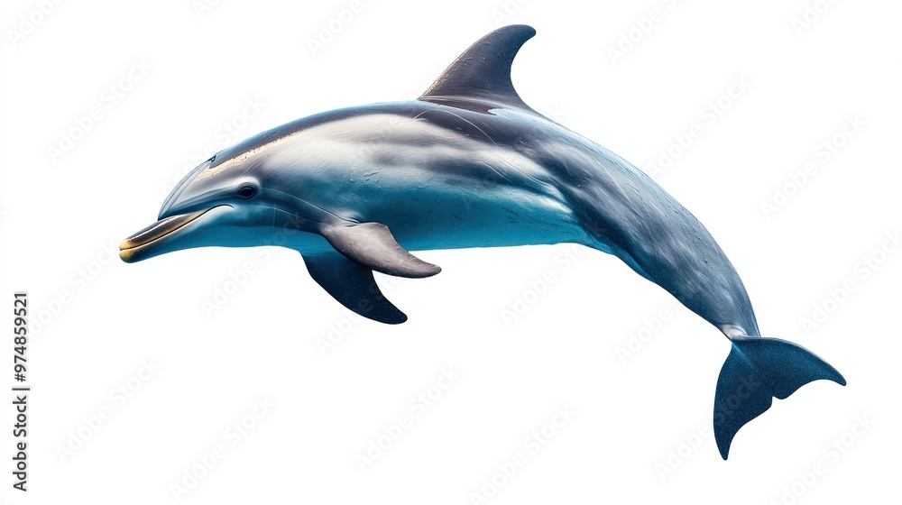 A photo of a dolphin underwater, isolate on white background A photo of a dolphin underwater, isolate on white background