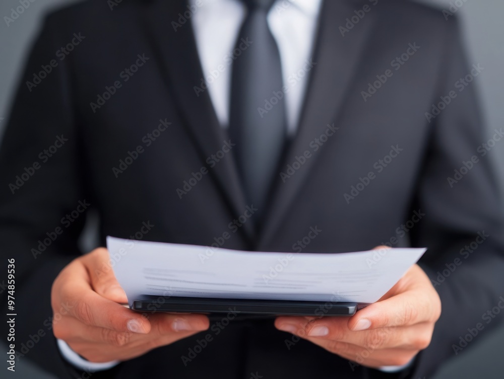 Hands holding a calculator and a legal document, symbolizing the legal aspect of liability management, clean and minimal design Hands holding a calculator and a legal document, symbolizing the legal aspect of liability management, clean and minimal design