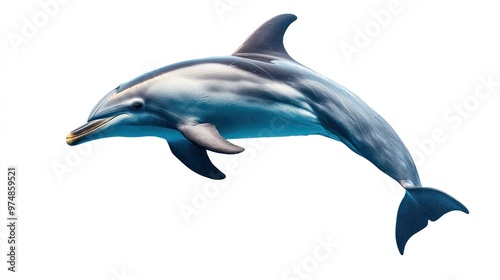 A photo of a dolphin underwater, isolate on white background