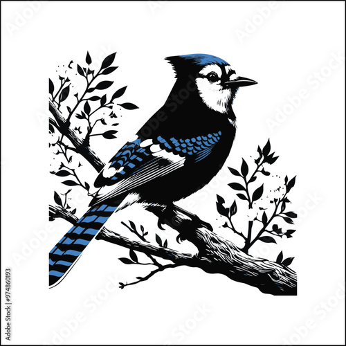 bird, crow, black, animal, wildlife, nature, raven, magpie, beak, white, wild, birds, feather, branch, isolated, avian, feathers
blue jay on a branch