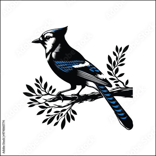 bird, crow, black, animal, wildlife, nature, raven, magpie, beak, white, wild, birds, feather, branch, isolated, avian, feathers
blue jay on a branch