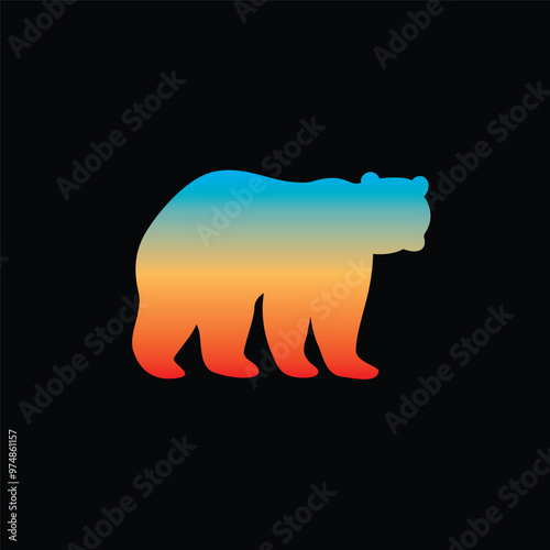 The silhouette of a bear. Original vector illustration in vintage style. Hand drawn, not AI