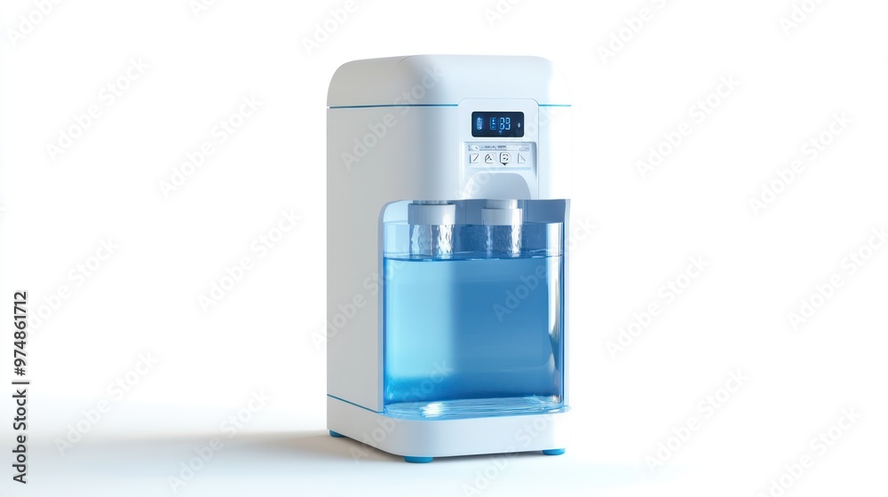 A portable water cooler with a digital display, isolate on white background A portable water cooler with a digital display, isolate on white background