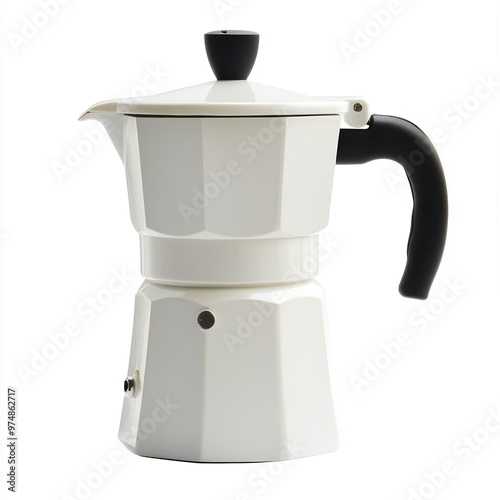 A simple white coffee maker, isolate on white background