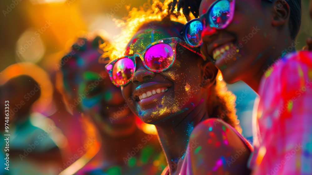 Cheerful african american family at the festival of colors Holi
Cheerful african american family at the festival of colors Holi