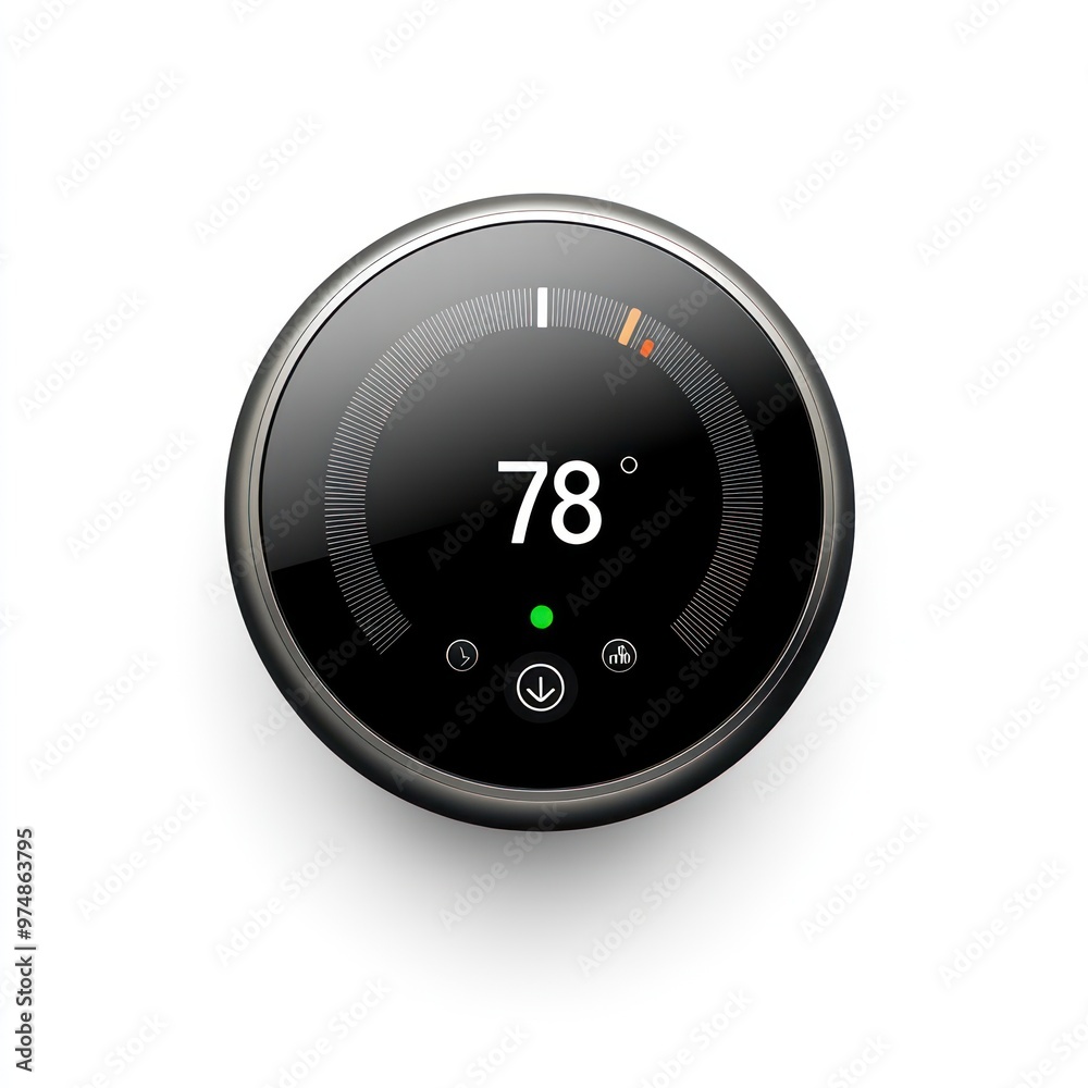 A smart home thermostat, isolate on white background A smart home thermostat, isolate on white background