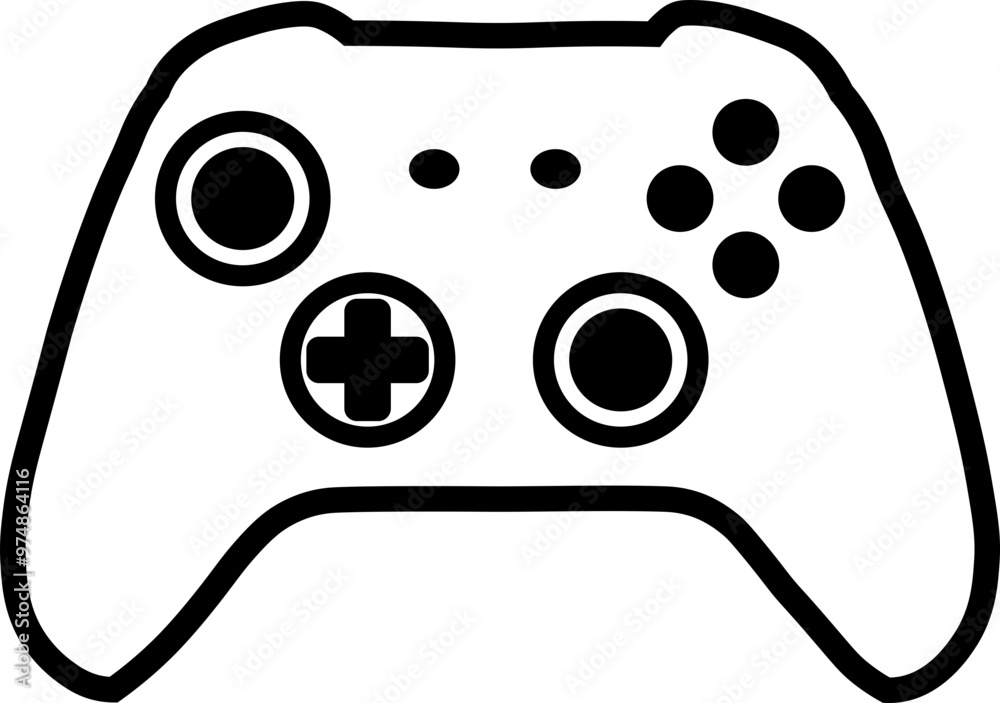 Video Game Controller Graphic Design. Transparent with Black Outlines and Buttons and Joysticks. Video Game Controller Graphic Design. Transparent with Black Outlines and Buttons and Joysticks.