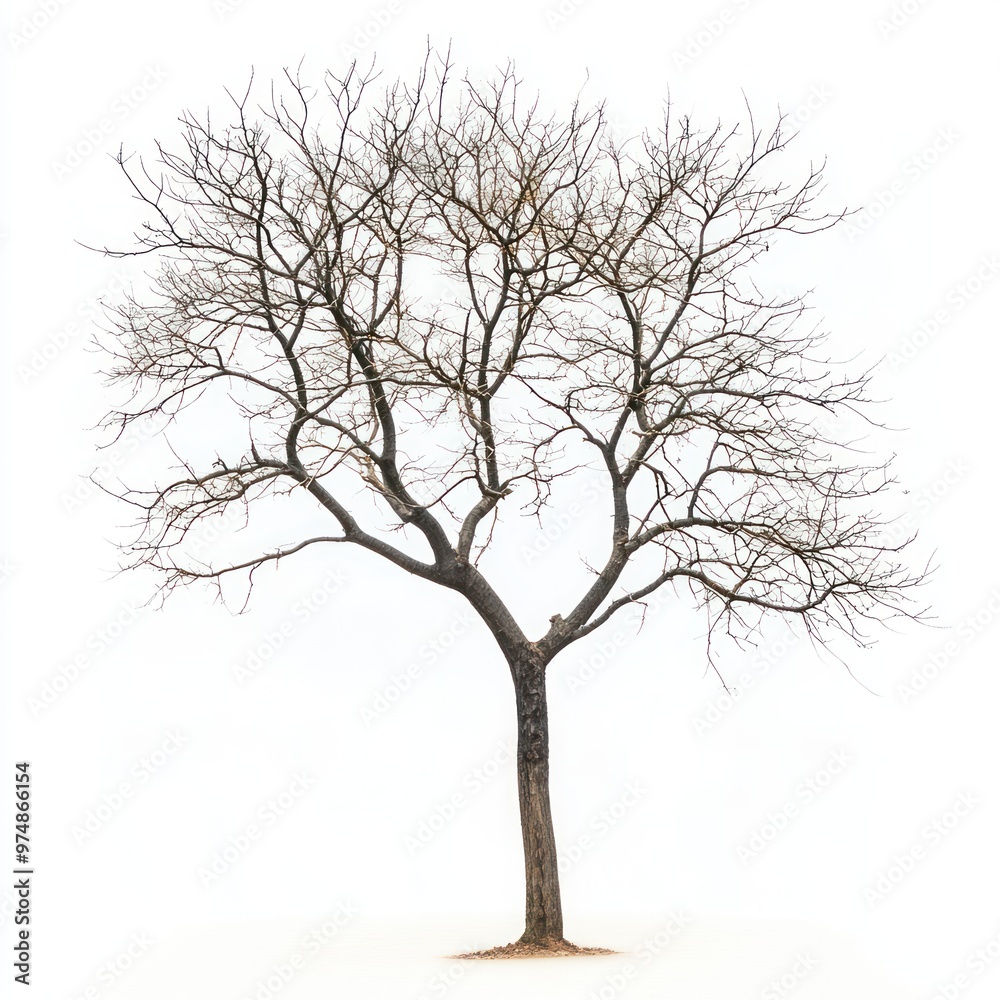 Bare tree isolate on white background, minimal leaves, Bare tree isolate on white background, minimal leaves,