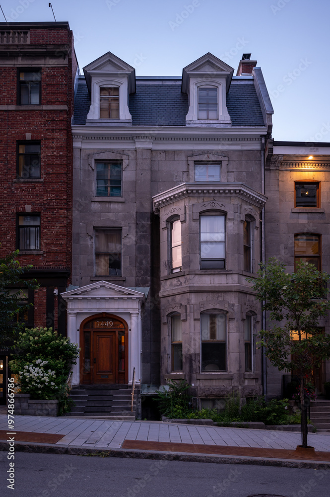 Obraz premium Beautiful old buildings on Peel Street in Montreal.