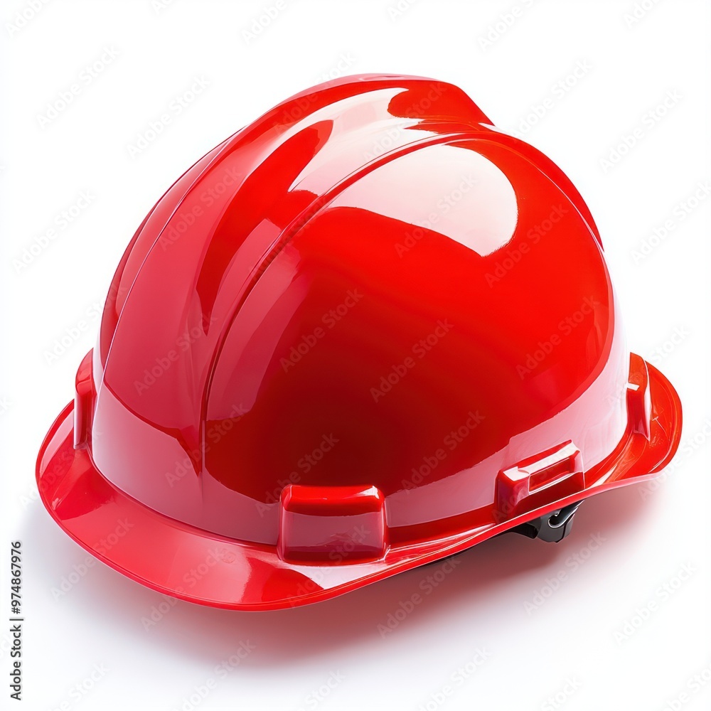 Bright red construction safety helmet isolated on white background Bright red construction safety helmet isolated on white background