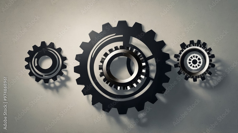 Intricate Interlocking Gears in Motion Symbolizing Precision and Teamwork Intricate Interlocking Gears in Motion Symbolizing Precision and Teamwork
