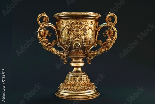 A golden trophy with a bird sitting on top, perfect for awards and recognition scenes