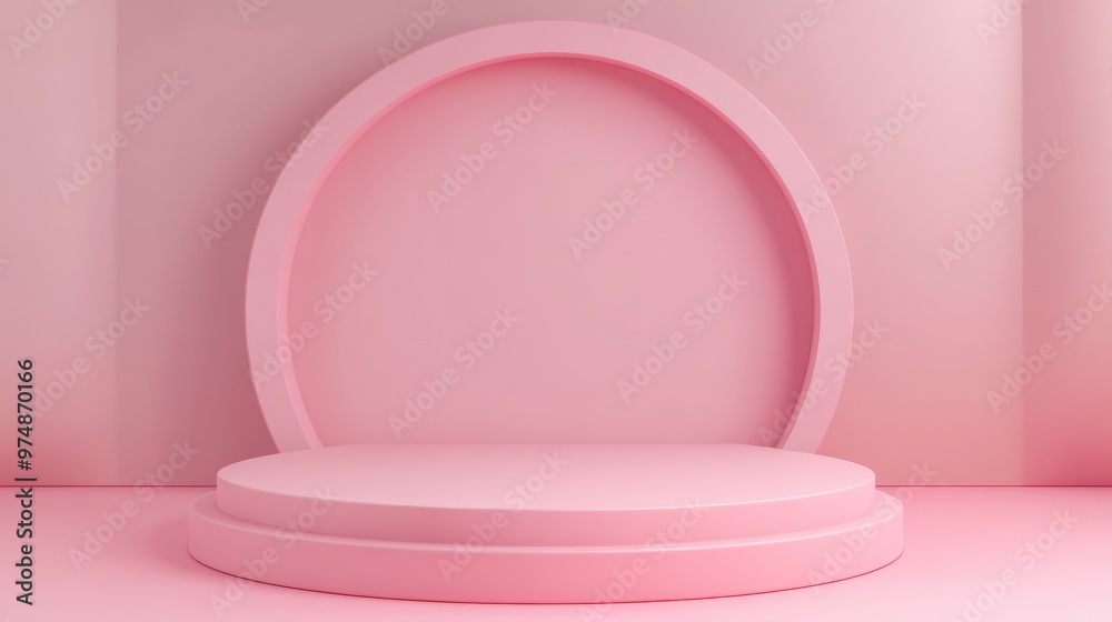 3D rendering of an abstract background featuring a product display podium A blank showcase scene with an empty circular stage for showcasing items