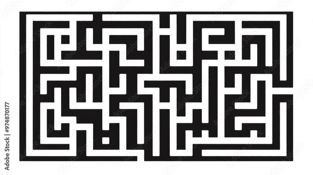 Abstract square maze designed for kids A puzzle for children featuring a labyrinth conundrum illustrated in black on a white background complete with solution Abstract square maze designed for kids A puzzle for children featuring a labyrinth conundrum illustrated in black on a white background complete with solution