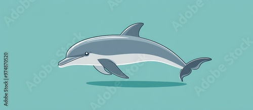 Flat design illustration featuring a dolphin photo