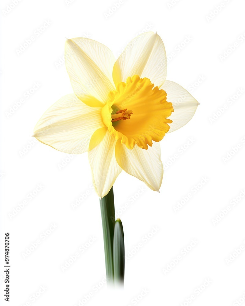 Fototapeta premium Daffodil flower isolate on white background, spring bloom,