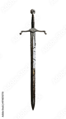 A sword, one of the types of melee weapons, transparent background.