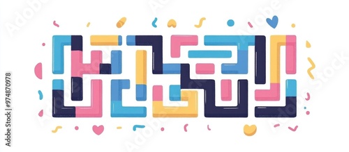 Rectangular maze design A fun and engaging puzzle game for preschoolers Simple flat illustration on a white background promoting critical thinking and problem solving skills