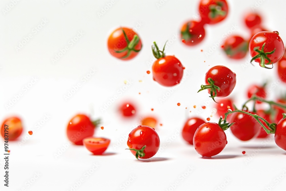 Fresh produce falls from a white surface Fresh produce falls from a white surface