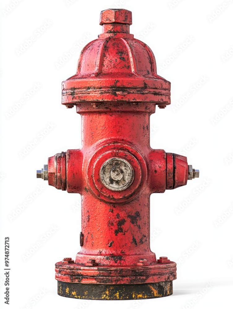 Fire hydrant isolate on white background, bright red, Fire hydrant isolate on white background, bright red,