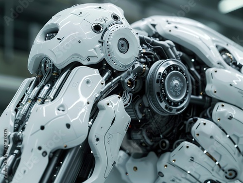 Futuristic Robot Design: Close-Up of a Mechanical Marvel