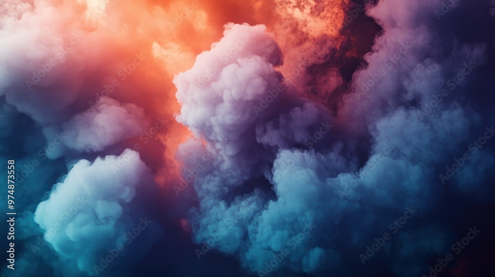 Abstract Blue and Orange Smoke Clouds Abstract Blue and Orange Smoke Clouds