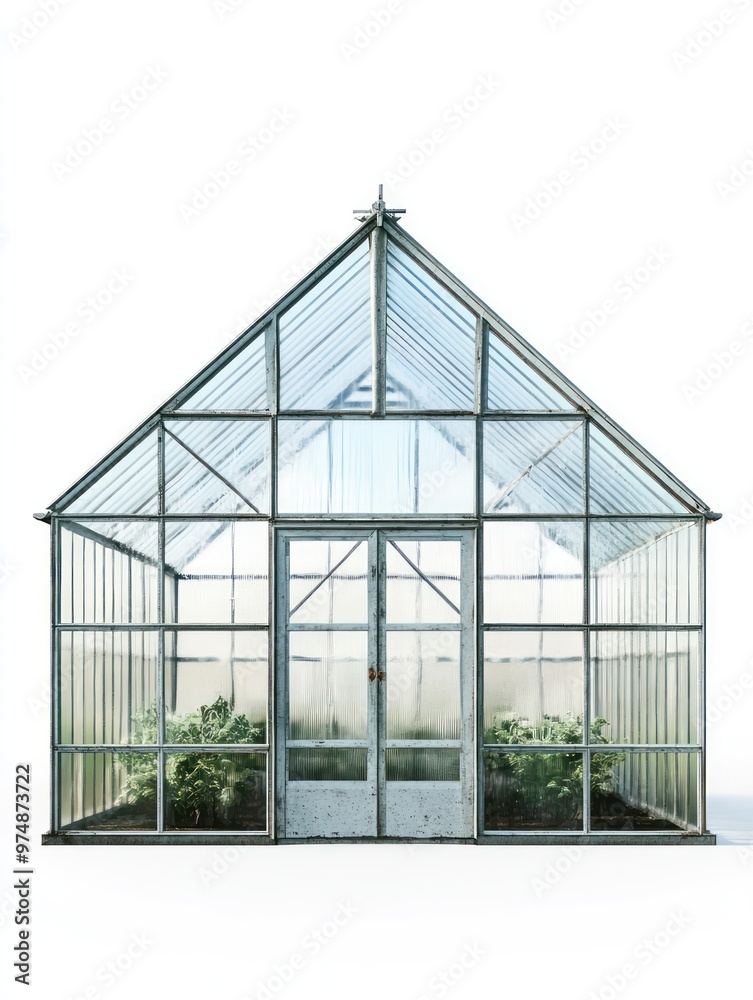 Greenhouse isolate on white background, glass structure, Greenhouse isolate on white background, glass structure,