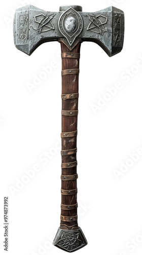 A warhammer, one of the types of melee weapons, transparent background.