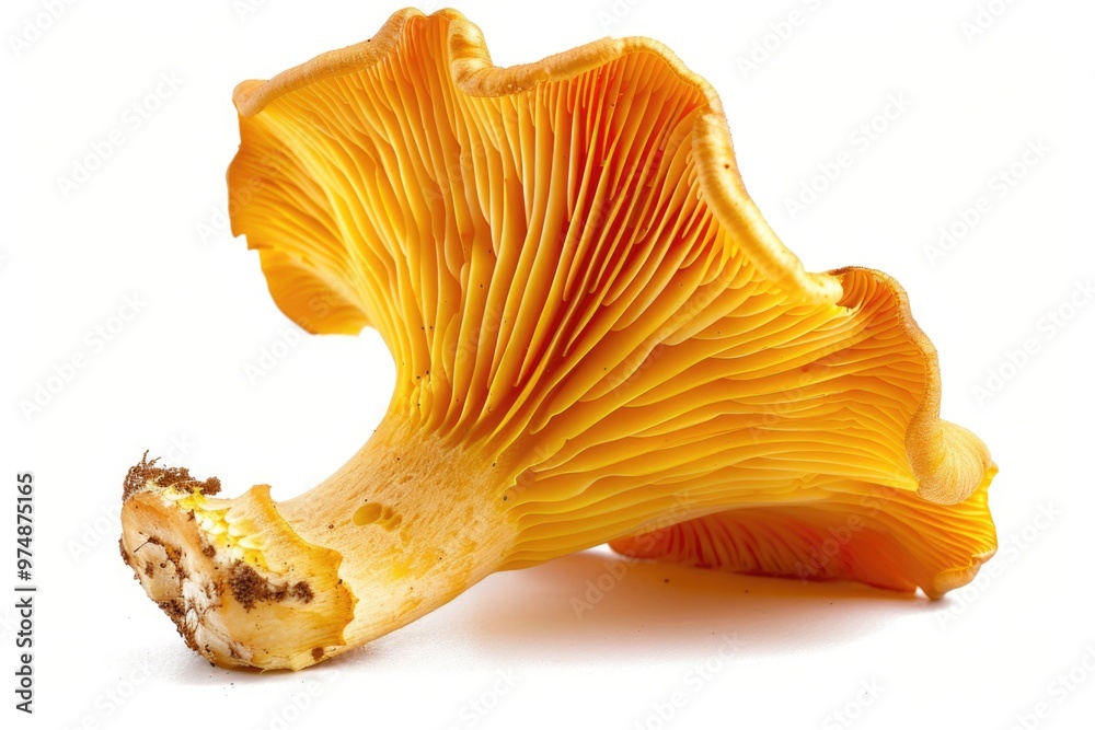 A single mushroom on a white background A single mushroom on a white background