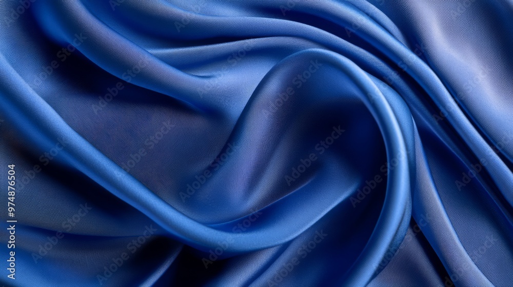 Obraz premium Blue fabric draped elegantly, smooth and flowing,
