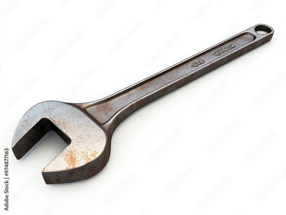 Large industrial wrench isolated on white background, realistic details Large industrial wrench isolated on white background, realistic details