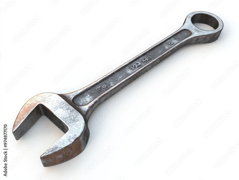 Large industrial wrench isolated on white background, realistic details Large industrial wrench isolated on white background, realistic details