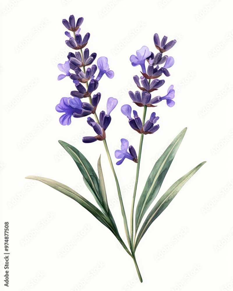 Naklejka premium Lavender flower isolate on white background, calming purple,