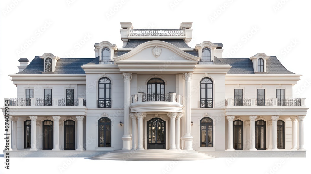 Luxury mansion isolate on white background, grand architecture, Luxury mansion isolate on white background, grand architecture,