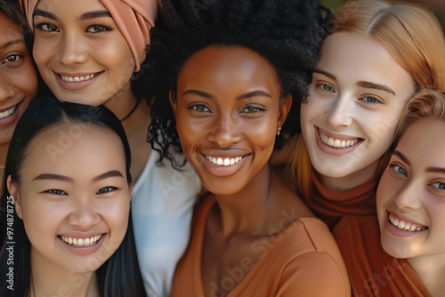 A group of women with different hair colors and styles are posing for a picture, generative ai image