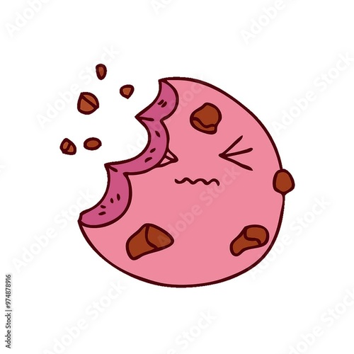 hand drawn quirky cartoon munched cookie photo