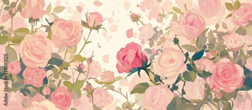 Artwork featuring a background of pink roses