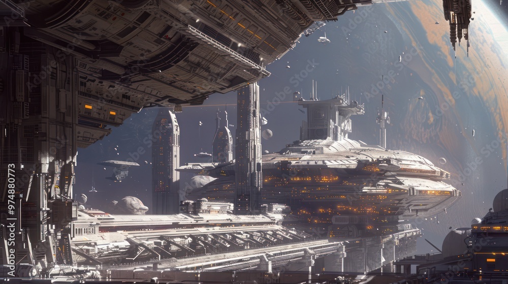 Space Station and Planet Space Station and Planet