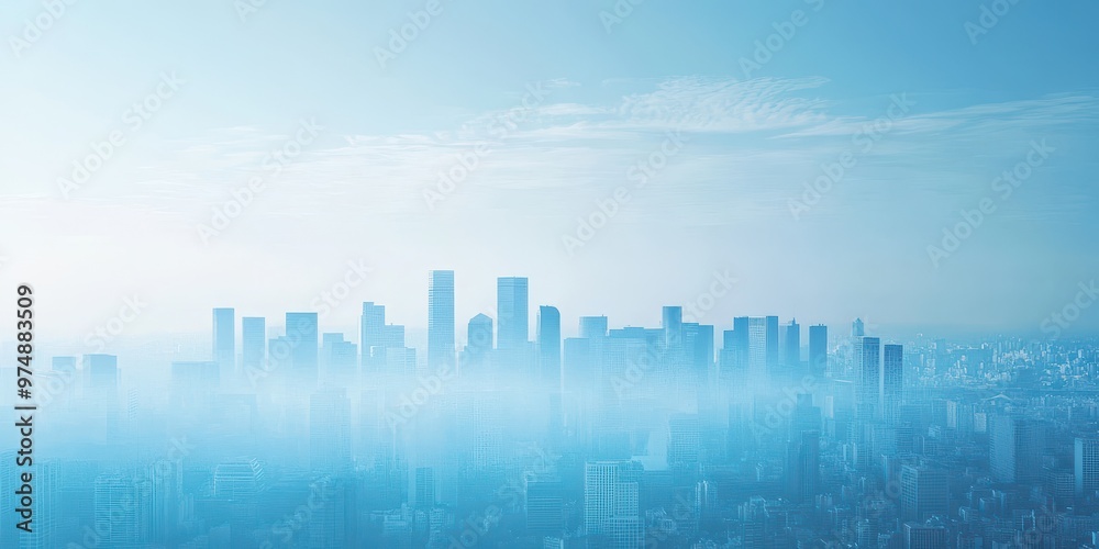A serene city skyline shrouded in a soft blue haze, capturing the tranquility of urban landscapes at dawn. A serene city skyline shrouded in a soft blue haze, capturing the tranquility of urban landscapes at dawn.