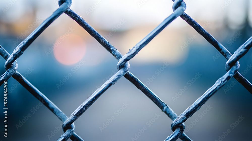 chain-link fence stands out against a softly blurred background, symbolizing boundaries, separation, and the contrast between freedom and confinement chain-link fence stands out against a softly blurred background, symbolizing boundaries, separation, and the contrast between freedom and confinement