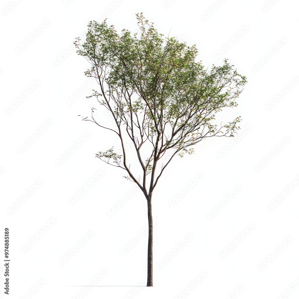 Single tree isolate on white background, simple composition, Single tree isolate on white background, simple composition,