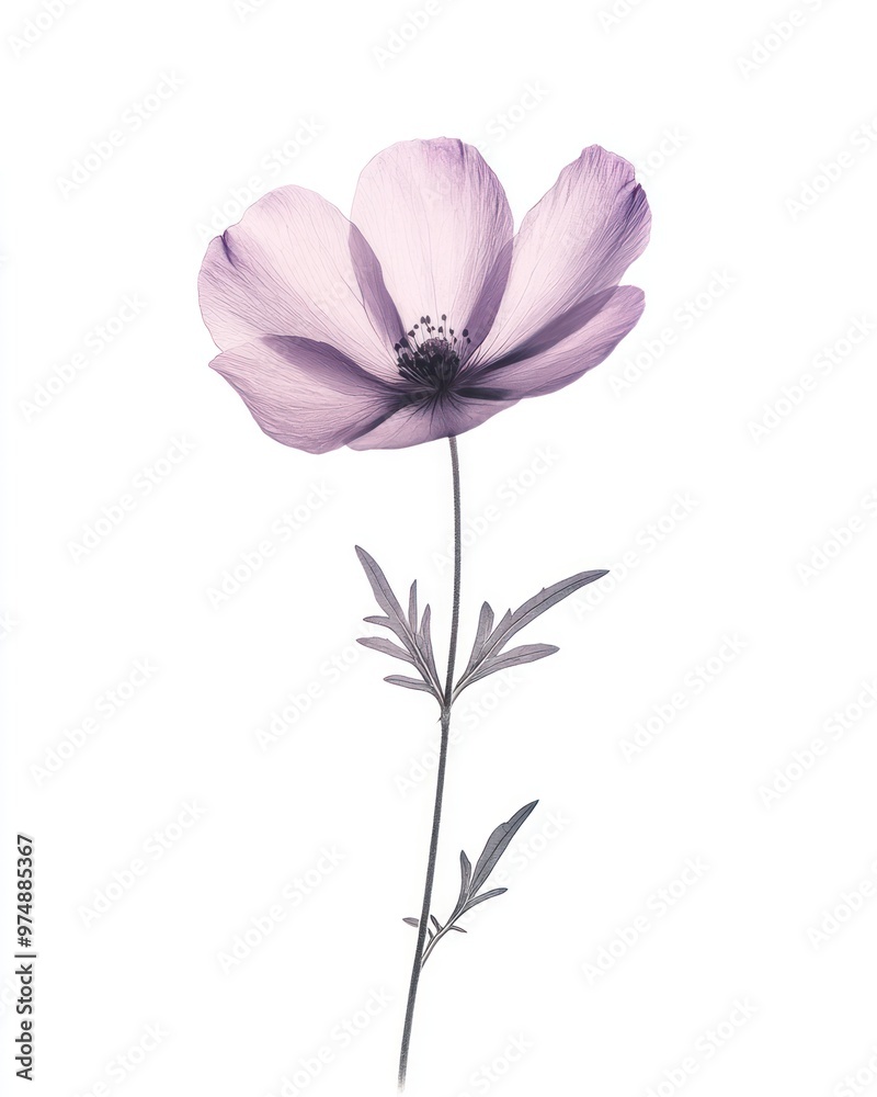 Single wildflower isolate on white background, minimalist, Single wildflower isolate on white background, minimalist,