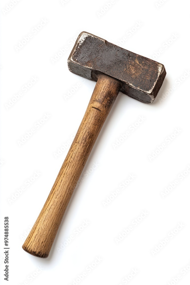 Sledgehammer isolated on white background, slight wear on handle Sledgehammer isolated on white background, slight wear on handle