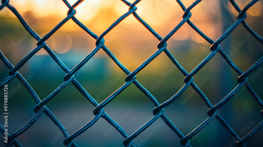 chain-link fence stands out against a softly blurred background, symbolizing boundaries, separation, and the contrast between freedom and confinement chain-link fence stands out against a softly blurred background, symbolizing boundaries, separation, and the contrast between freedom and confinement