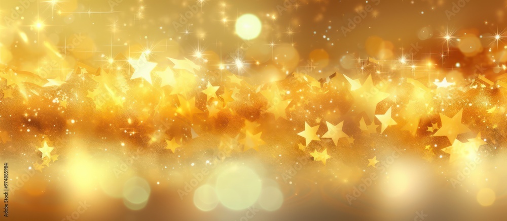 Naklejka premium Golden Starry Background