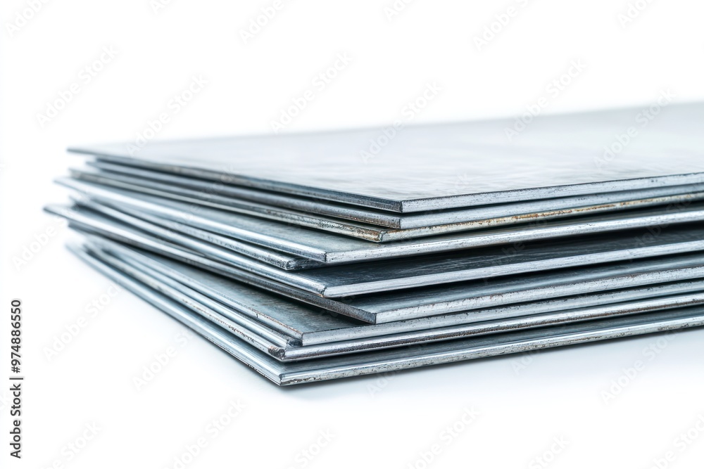 Stack of sheet metal for construction isolated on white background Stack of sheet metal for construction isolated on white background