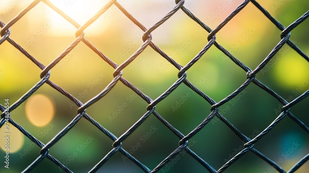 chain-link fence stands out against a softly blurred background, symbolizing boundaries, separation, and the contrast between freedom and confinement chain-link fence stands out against a softly blurred background, symbolizing boundaries, separation, and the contrast between freedom and confinement