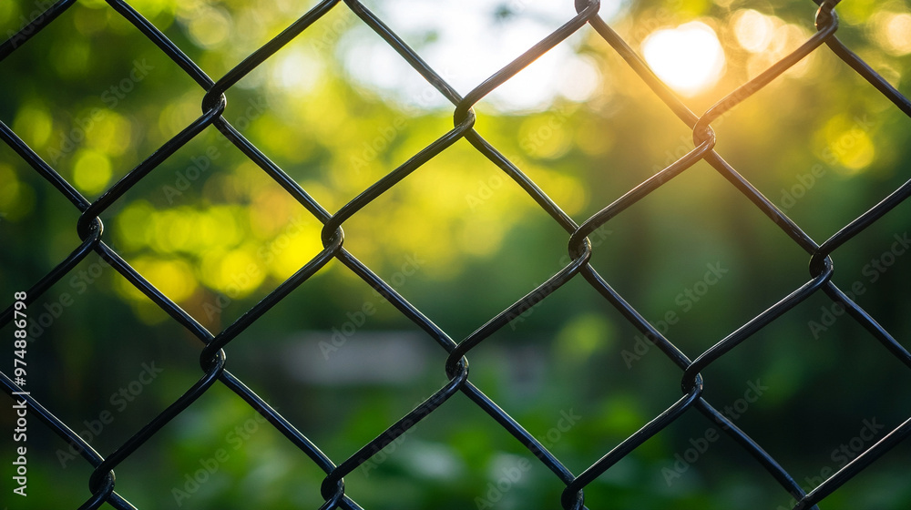 chain-link fence stands out against a softly blurred background, symbolizing boundaries, separation, and the contrast between freedom and confinement chain-link fence stands out against a softly blurred background, symbolizing boundaries, separation, and the contrast between freedom and confinement