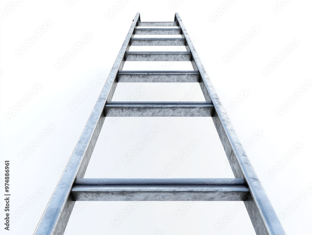Steel ladder isolated on white background, perspective view Steel ladder isolated on white background, perspective view