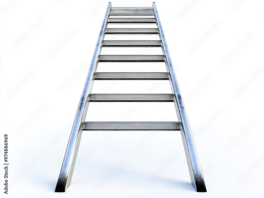 Steel ladder isolated on white background, perspective view Steel ladder isolated on white background, perspective view